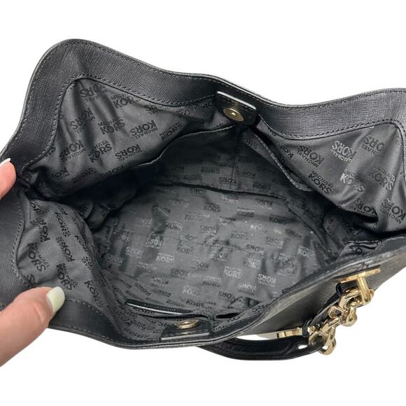 MICHAEL Michael Kors Lilly Tote Black Leather Shoulder Bag - Picture 12 of 15